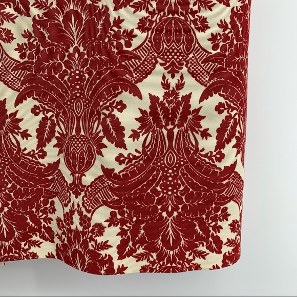 Talbot’s women's red and cream colored damask patterned lined pencil skirt, 6P - Picture 2 of 8